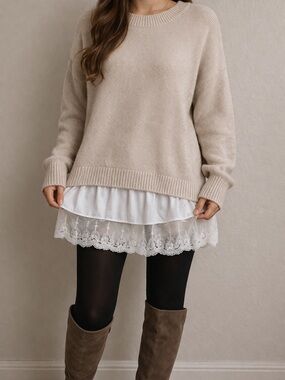 Janrose Lace Underskirt Half Slip Shirt Extender Sz L White Whimsigoth Mini